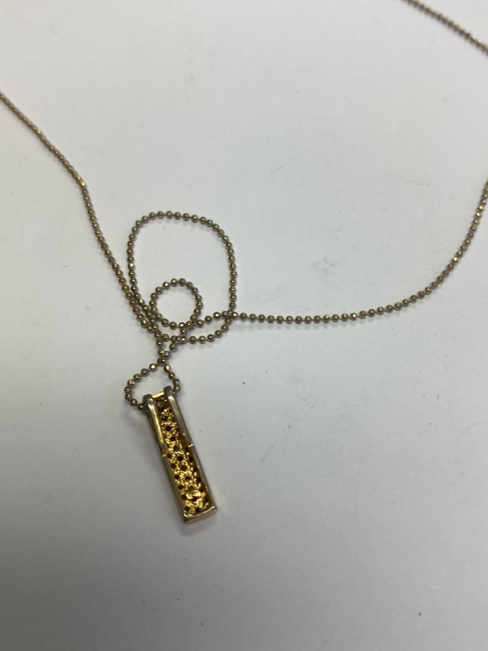 Gold tone Bar Pendant Necklace with Crystal Accents - Women's Jewelry - Picture 5 of 5